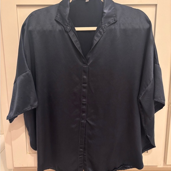 Pj Harlow Navy Women's Satin Pajama Top - Picture 3 of 9